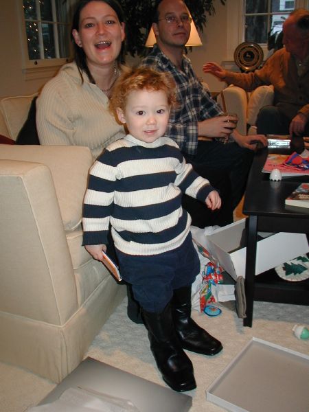 Ollie tries Auntie Christine's new boots